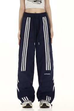 Retro Wide-Leg Cargo Pants for Women - Loose Drawstring Casual Trousers, Trendy High Street Style, Quick-Dry Sportswear, Y2K Fashion