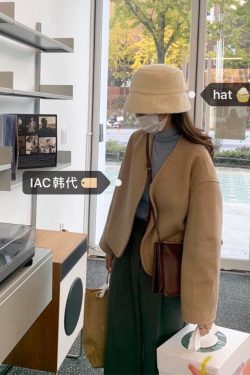Reversible Milk White Checkered Fisherman's Bucket Hat - Korean Style Winter Accessory for Starry Nights