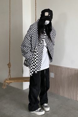 Reversible Plaid Fleece Jacket for Winter - Loose Fit, Versatile Style, Trendy National Design for Students