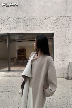 Reversible Two-Color Wool Cape Cloak - Mid-Length Double-Sided Coat for Women - Autumn Winter Fashion Outerwear