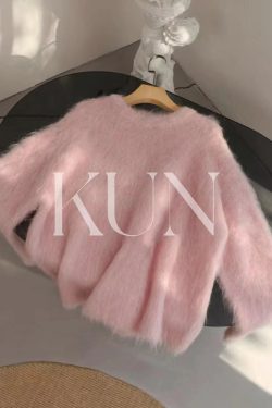 Round Neck Thick Alpaca Wool Knitted Soft Plush Sweater for Women - Cozy Autumn Winter Fashion