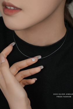 S925 Pure Silver Mermaid's Tear Diamond Necklace for Women, Exquisite Zircon, Elegant Collarbone Chain, High-End Versatile Jewelry