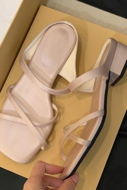Sheepskin Summer Outdoor Sandals with Square Toe, Cross Straps, Open Toe, Chunky Heel - Comfortable Fashion Footwear for Stylish Looks