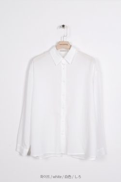 Silky Minimalist Loose-Fit Shirt - High-End Feel, Korean Style Fashion Top for Effortless Chic Look