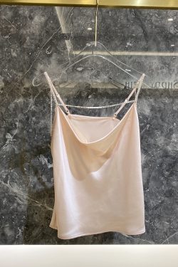 Silky Rhinestone Acetate Camisole for Women - European Summer Style, Skin-Friendly & Easy to Match Outerwear