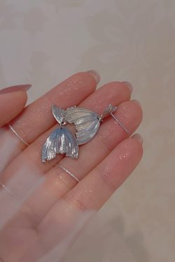 Silver Mermaid Tail Earrings for Women - Trendy 2025 Design, Unique Ear Accessories, Niche Incense Plate Ear Clips