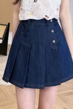 Slimming Denim Skirt Pants for Women - 2025 Summer Style, High-Waisted, Trendy Casual Wear, Perfect for 90s and Y2K Fashion