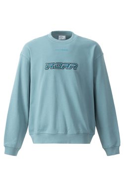 Smog Blue Bluetooth Hoodie with Embroidered Roaring Beast Logo - Trendy Streetwear for Fashion Enthusiasts