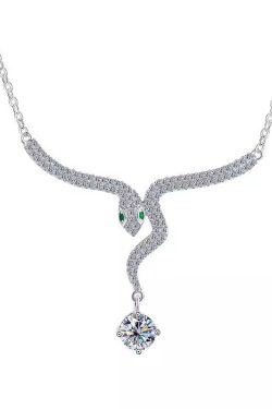 Snake Year Zodiac Birth Year Necklace for Women, Flash Diamond Small Snake Design, Light Luxury High-End Sweater Chain for Autumn/Winter