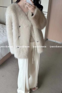 Soft and Delicate Loose Fluffy Coat for Women - Autumn Winter Casual V-Neck Eco-Friendly Fur Fashion