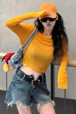 Spicy Girl Round Neck Long Sleeve Sun Protection T-Shirt for Women - 2025 Summer Simple Solid Color Loose Fit