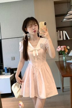 Spliced Bow Princess Dress in Pink - Sweet Momo Summer Vacation Style Ballet Dress for Girls, Perfect for 90s & Y2K Looks