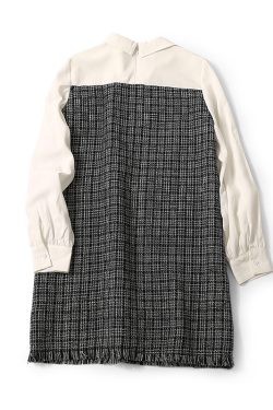 Spring Lapel Spliced Shiny Check Fringe Casual Dress for Women - Trendy Y2K Style, Perfect for Everyday Wear