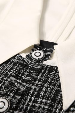 Spring Lapel Spliced Shiny Check Fringe Casual Dress for Women - Trendy Y2K Style, Perfect for Everyday Wear