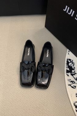 Square Toe Chunky Heel Mary Jane Shoes - British Style High-End Versatile Black Flats for Effortless Chic