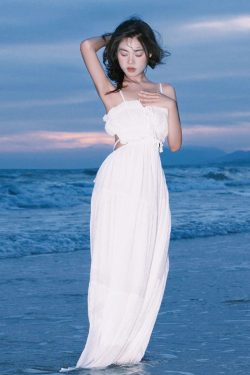 Strapless Backless Hollow-Out Long Dress for Women – Fairy-Like Ankle-Length Vacation Dress for Beach Vibes