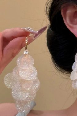 Stunning Fine Glitter Shell Tassel Drop Earrings - Elegant High-End Vacation Style, Unique Exaggerated Accessories