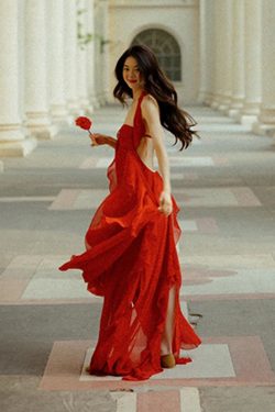 Stunning Red Halter Dress for Women - French Style Summer Gown, High-End Beach Vacation Long Skirt