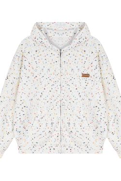 Stylish American Couple Ice Cream Polka Dot Cardigan Sweatshirt - Loose Plush Coat for Autumn Fashion Trends