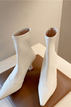 Stylish Women's High-Heeled Pointed Short Boots, Elastic Slim Fit, Autumn/Winter 2023 Fashion, Comfortable Thin Heels