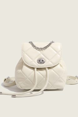 Stylish Women's Silver High-End Chain Backpack - 2025 Trendy Small White Bag for Fashion Lovers