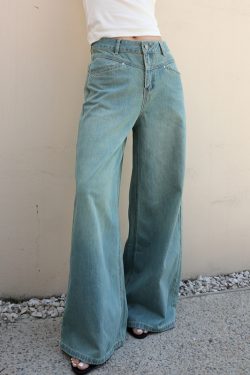 Sublime Two-Tone Casual Loose Micro Silhouette Jeans for a Trendy Y2K Look