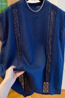 Summer 2025 High-End Linen Sleeveless Top for Women, Loose Hollow Lace Spliced Vest Shirt, Chic Casual Fashion