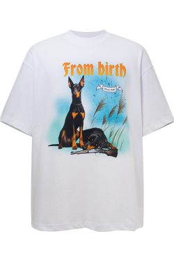 Summer 2025 Puppy Dog Print Short Sleeve T-Shirt for Couples - Trendy Niche Design, Casual Streetwear