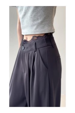 Summer 2025 Wide-Leg Lace Pants for Women - Cool Feeling, Thin Relaxed Floor-Length Casual Trousers