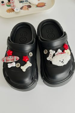 Summer 2025 Women's Plush Dog Hole Shoes - Cute Non-Slip Thick-Soled Slippers for Cozy Comfort