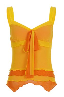 Summer Color-Blocking Vintage Cami Top with Tie Mesh - Vitality Style Vacation Short Top