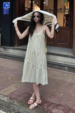 Summer Fairy-Style Camisole Dress - French-Inspired Beach Skirt for Seaside Vacations, Boho Travel Look