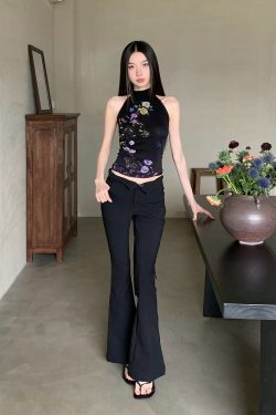 Summer Gradient Floral Print Backless Tie Top - Mesh Design, Y2K Style Fashion Top for Effortless Summer Looks