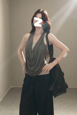 Summer Sexy Off-Shoulder Halter Tank Top for Women - Casual Slim Fit Sleeveless Inner Top for Y2K and 90s Style