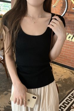 Summer Thin Ice Silk Big U-Neck Short-Sleeve Knitted Top – Unique Women's Fashion for Warm Weather