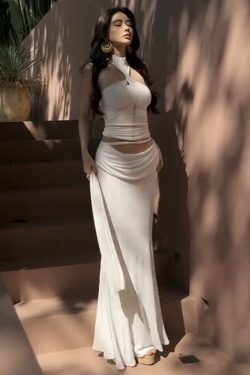 Summer Two-Piece Set - Sexy Halter Top & Bodycon Skirt for Daytime Beach Vacation Style