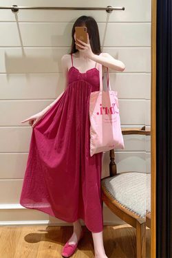 Summer Vacation Long Dress for Women - French Sweet Girl Style Beach Strap Dress - Trendy Dopamine Outfit
