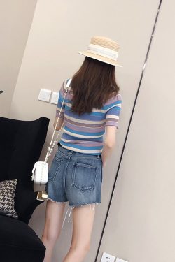 Summer Women's Casual Distressed Ripped Frayed Denim Shorts - Trendy Water-Washed European Style