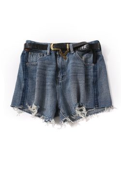 Summer Women's Casual Distressed Ripped Frayed Denim Shorts - Trendy Water-Washed European Style