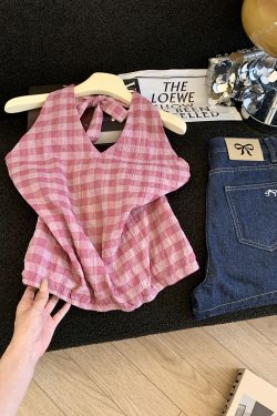 Sweet and Spicy Bow Tie Halter Tank Top - Stylish Women's Top for Wholesale, Perfect for Y2K and 90s-Inspired Fashion