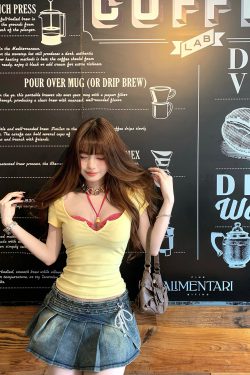 Sweet and Spicy Lace-Up Two-Piece Short Sleeve T-Shirt for Women - Summer Slim-Fit Waist-Cinching Top, Y2K Style