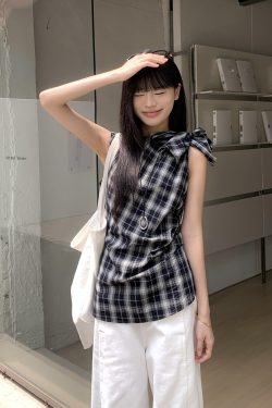 Sweet and Spicy Pattern Lace-Up Sleeveless Crop Top for Women - Versatile Slimming Design, Ideal for Y2K and Casual Outfits