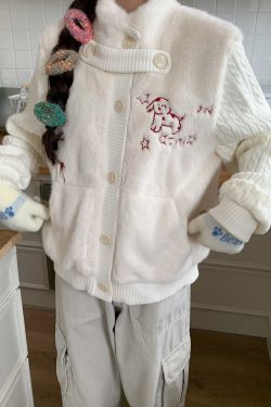 Sweet Knitted Spliced Rabbit Fur Coat Top - Padded Thickened Fleece Cardigan for Winter 2024, Soft and Gentle Fashion Essential