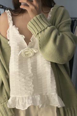 Sweet Lotus Leaf Edge Camisole with Cute Ruffle Details - Korean Style, Perfect for Layering or Wearing Alone, Trendy Y2K Fashion Piece