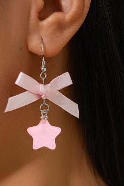 Sweet Pastoral Bow Pendant Earrings - Creative Star-Shaped Design - Cute European American Style - Fresh Dopamine Jewelry