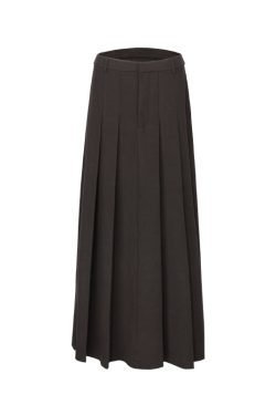 Tailored Pleated A-Line Skirt for Women | Heavy-Duty Comfortable Twill | Spring Summer Fashion