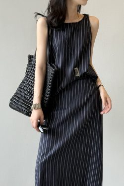 Tencel Linen Striped Vest Shirt and Skirt Two-Piece Set - High-End Summer 2025 Outfit for Effortless Style