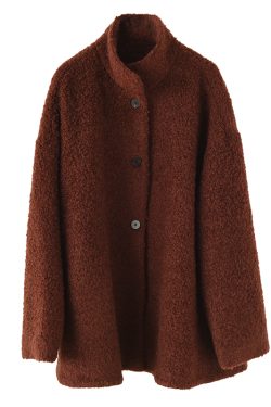 Textured Circle Collar Single-Breasted Coat - French Lazy Style Loose Silhouette Slimming Mid-Length Outerwear