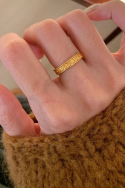 Textured Wheat Spike Design Ring for Women - Trendy Versatile Finger Ring for 2025 Fashion