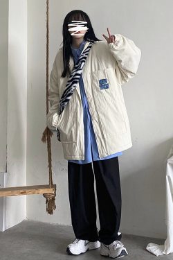 Thick Cotton High Neck Jacket for Winter, Warm Loose Fit, Detachable Zipper, Trendy Japanese and Korean Style, Versatile Outerwear
